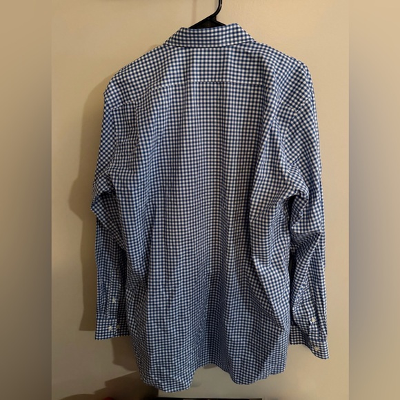 L.L. Bean Blue and White Gingham Button-Down Dress Shirt - Picture 2 of 3